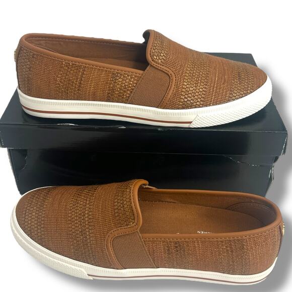 NEW Ralph Lauren Tan Faux Strap Flats Size 6.5 Slip on Loafers Classic Coastal - Picture 3 of 12